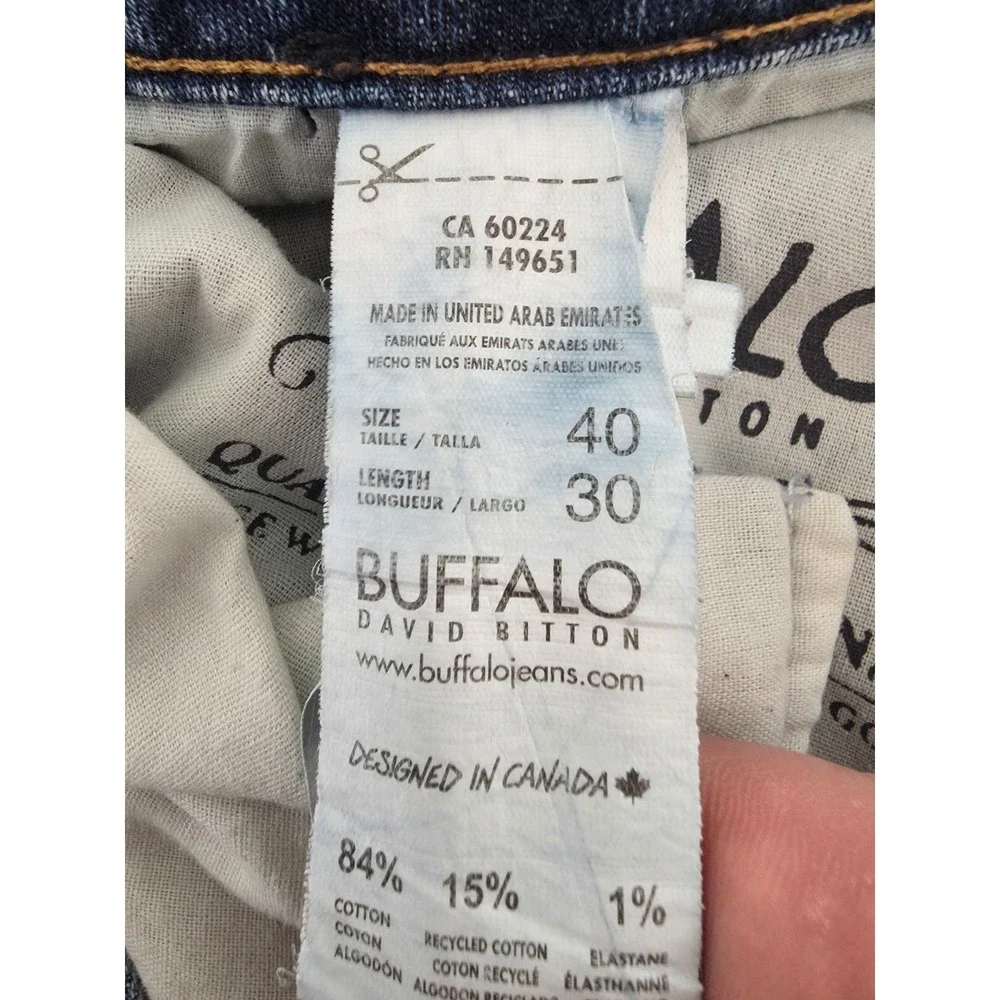 Buffalo David Bitton Jeans Mens 40 X 30 Blue Driven Relaxed Straight Whiskers